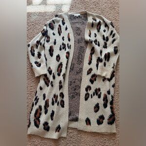 Knox Rose Cream and Brown Leopard Cardigan
